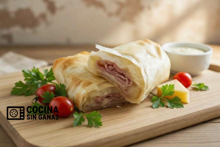 Rollitos Crujientes de Jamón y Queso (sin ganas y sin fallo)